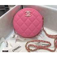Chanel Grained Calfskin Round Clutch with Chain Bag AP2034 Dark Pink 2021