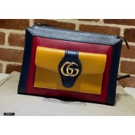 Gucci Small Shoulder Bag with Double G ‎648999 Leather Navy Blue/Red/Yellow 2021