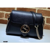Gucci Interlocking G Leather Crossbody Bag 607720 Black 2021