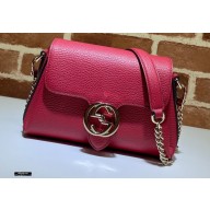 Gucci Interlocking G Leather Crossbody Bag 607720 Red 2021
