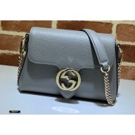 Gucci Interlocking G Leather Crossbody Bag 607720 Gray 2021