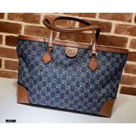 Gucci Ophidia GG Medium Tote Bag 631685 Washed GG Denim Blue 2021