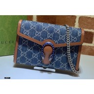Gucci Dionysus Mini Chain Bag 401231 Washed GG Denim Blue 2021