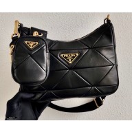 Prada Leather Shoulder Bag 1BC151 Black 2021