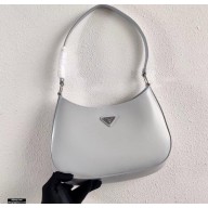 Prada Cleo Brushed Leather Shoulder Bag 1BC499 Light Gray 2021