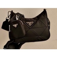 Prada Padded Nylon Shoulder Bag 1BC151 Black 2021