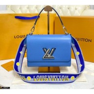 Louis Vuitton Epi Leather Twist MM Bag M57507 Bleuet Blue with Embroidered Logo Wide Strap 2021