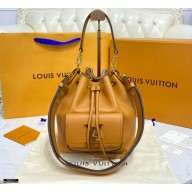 Louis Vuitton Grained Calf Leather Lockme Bucket Bag M57689 Arizona Beige 2021