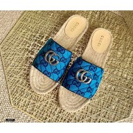 Gucci GG Multicolor Espadrilles Slides Sandals Blue 2021