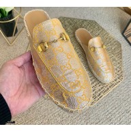 Gucci GG Supreme Canvas Horsebit Espadrilles Slippers Gold 2021