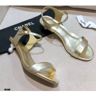 Chanel Pearl Heel Sandals Leather Gold 2021
