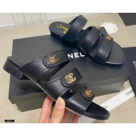 Chanel CC Logo Magic Loop Mules Black 2021