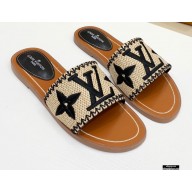 Louis Vuitton Lock It Flat Mules Embroidered Raffia 03 2021