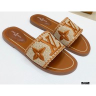 Louis Vuitton Lock It Flat Mules Embroidered Raffia 04 2021