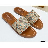 Louis Vuitton Lock It Flat Mules Embroidered Raffia 05 2021