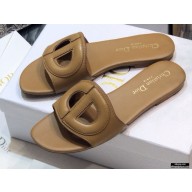 Dior D-Club Flat Slides Mules in Calfskin Camel 2021