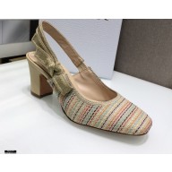 Dior Heel 7cm Moi Slingback Pumps Gold Metallic Thread Embroidered Cotton 2021