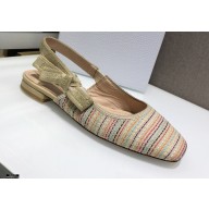 Dior Heel 1.5cm Moi Slingback Ballerina Flats Gold Metallic Thread Embroidered Cotton 2021