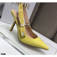 Dior Heel 9.5cm J'Adior Slingback Pumps Patent Calfskin Yellow 2021