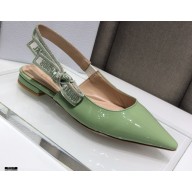 Dior J'Adior Slingback Ballerina Flats Patent Calfskin Light Green 2021