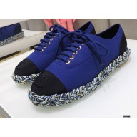 Chanel Cotton and Grosgrain Lace-Ups G37144 Blue 2021