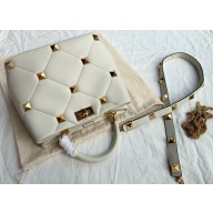 Valentino Large Roman Stud The Handle Bag White 2021