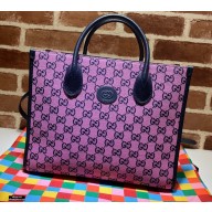 Gucci GG Multicolor Small Tote Bag 659983 Pink 2021