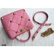 Valentino Large Roman Stud The Handle Bag Pink 2021