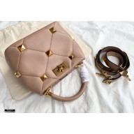 Valentino Small Roman Stud The Handle Bag Nude 2021