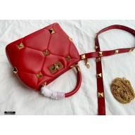 Valentino Small Roman Stud The Handle Bag Red 2021
