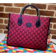 Gucci GG Multicolor Small Tote Bag 659983 Red 2021