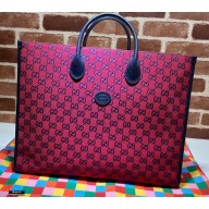 Gucci GG Multicolor Large Tote Bag 659980 Red 2021