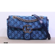 Gucci GG Marmont Multicolor Mini Shoulder Bag 446744 Blue 2021