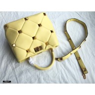 Valentino Large Roman Stud The Handle Bag Yellow 2021