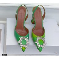 Amina Muaddi Heel 9.5cm Begum Slingback Pumps Shadow Green