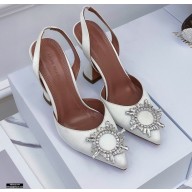 Amina Muaddi Heel 6.5cm Begum Slingback Pumps Satin White