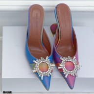 Amina Muaddi Heel 9.5cm Begum Mules Shadow Multicolor