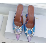 Amina Muaddi Heel 9.5cm Begum Mules Shadow Blue