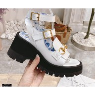 Gucci Heel 8.5cm Platform Sandals with Horsebit 645394 White 2021