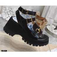 Gucci Heel 8.5cm Platform Sandals with Horsebit 645394 Black 2021