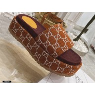 Gucci Heel 5.5cm Platform 4cm GG Slide Sandals Brown 2021
