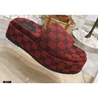 Gucci Heel 5.5cm Platform 4cm GG Slide Sandals Canvas Red 2021