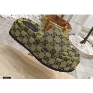 Gucci Heel 5.5cm Platform 4cm GG Slide Sandals Canvas Yellow 2021