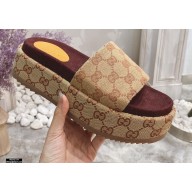 Gucci Heel 5.5cm Platform 4cm GG Slide Sandals Canvas Beige 2021