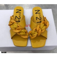 N°21 Braided Chunky Chain-Embellished Slides Yellow 2021