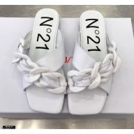 N°21 Braided Chunky Chain-Embellished Slides White 2021