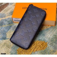 Louis Vuitton Monogram Shadow Leather Zippy Wallet Vertical M80423 Navy Blue 2021