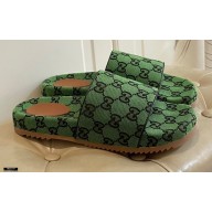 Gucci GG Slide Sandals Canvas Green 2021