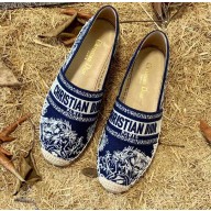 Dior Granville Espadrilles In Deep Blue Toile de Jouy Reverse Embroidered Cotton 2021