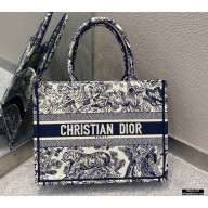 Dior Small Book Tote Bag in Toile de Jouy Embroidery Blue 2021